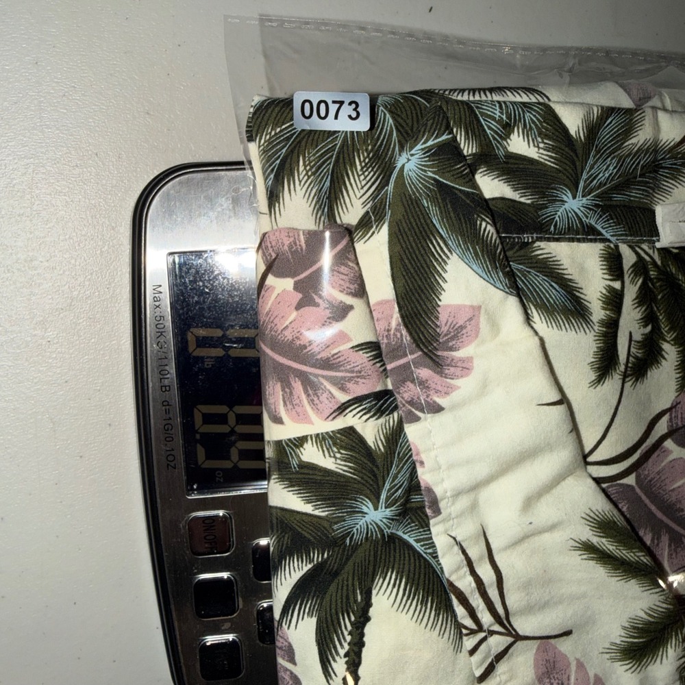 Palmwave Hawaii Mens 3XL Tropical Palm Tree Cotton Button Up Shirt Cream - Picture 7 of 7